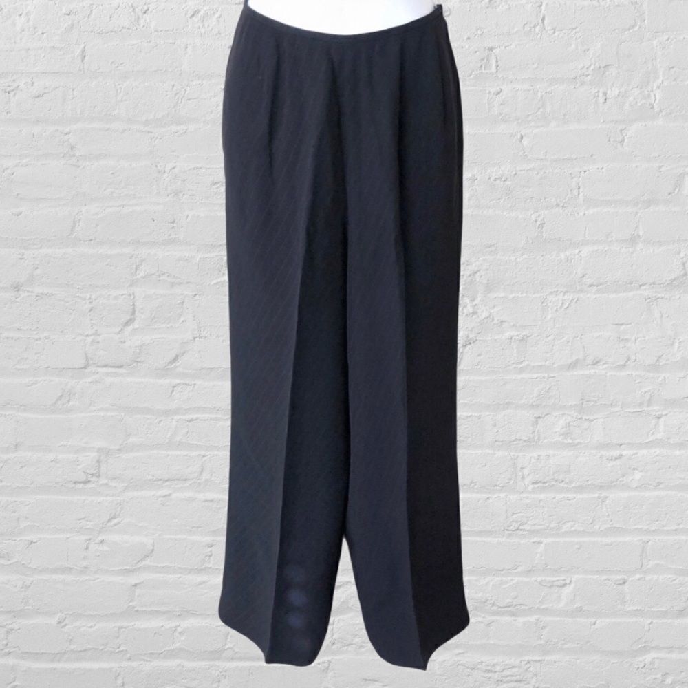 Tahari Dark Navy Diagonal Pinstripe Trouser Pants